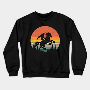 Bigfoot Riding Unicorn Horse Vintage Sunset Mythical Creatures Crewneck Sweatshirt